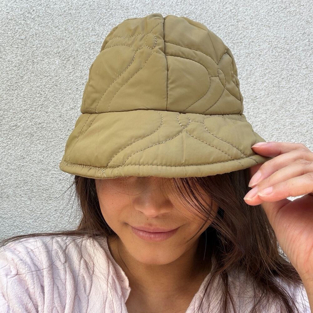 Zara Woman Olive Green quilt Bucket Hat Small